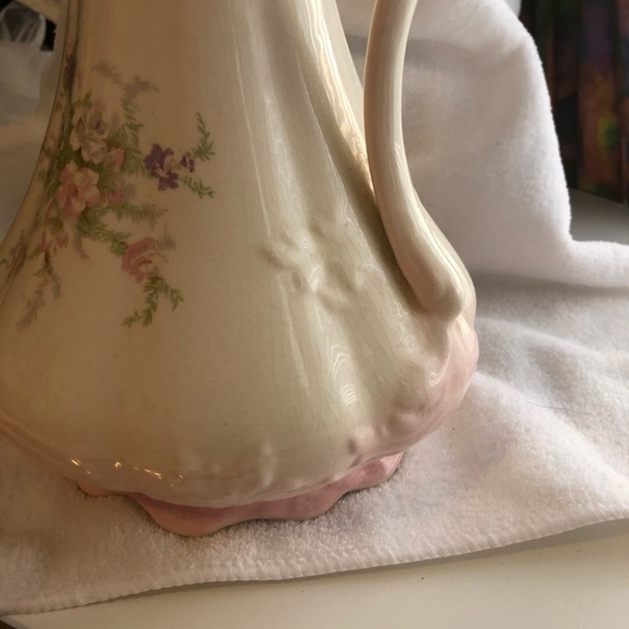 Vintage ivory and pink ceramic ornate pitcher shabby chic - Picture 9 of 15